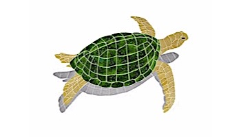 Ceramic Mosaic Sea Turtle Brown Right Facing with Shadow Large | 28" x 38" | STSBRORL