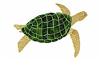 Ceramic Mosaic Sea Turtle Brown Right Facing with Shadow Small | 18" x 26" | STSBRORS