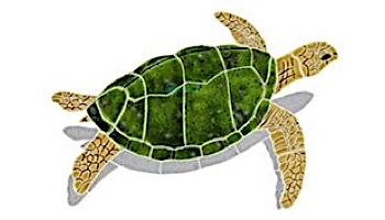 Ceramic Mosaic Sea Turtle Brown Right Facing with Shadow Small | 18" x 26" | STSBRORS