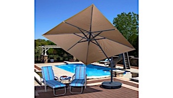 Santorini II Cantilever Umbrella with Valance | 10ft Square | Sunbrella Acrylic Beige | NU6175