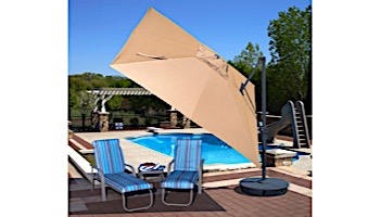 Santorini II Cantilever Umbrella with Valance | 10ft Square | Sunbrella Acrylic Beige | NU6175