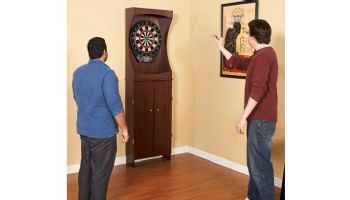 Hathaway Outlaw Electronic Dartboard and 81-in Free-Standing Cabinet | Cherry Finish | NG1040 BG1040