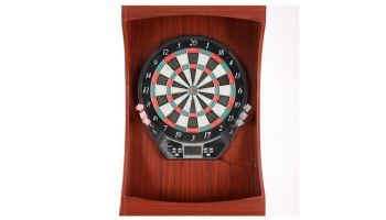 Hathaway Outlaw Electronic Dartboard and 81-in Free-Standing Cabinet | Cherry Finish | NG1040 BG1040
