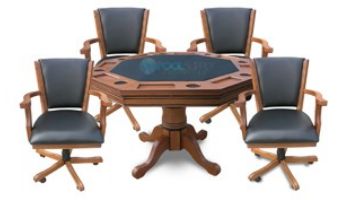 Hathaway Kingston Walnut 3-In-1 Poker Table with 4 Arm Chairs | Walnut Finish | NG2366 BG2366