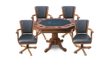 Hathaway Oak 3-In-1 Poker Table with 4 Arm Chairs | Dark Oak Finish | NG2351 BG2351