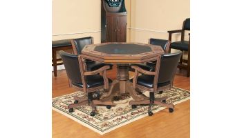 Hathaway Oak 3-In-1 Poker Table with 4 Arm Chairs | Dark Oak Finish | NG2351 BG2351