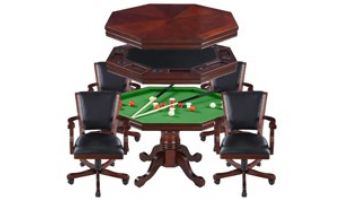 Hathaway Kingston Walnut 3-In-1 Poker Table with 4 Arm Chairs | Walnut Finish | NG2366 BG2366