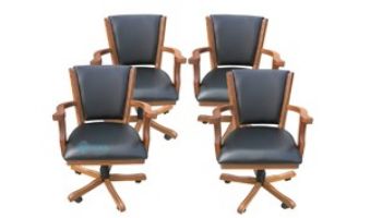 Hathaway Oak 3-In-1 Poker Table with 4 Arm Chairs | Dark Oak Finish | NG2351 BG2351