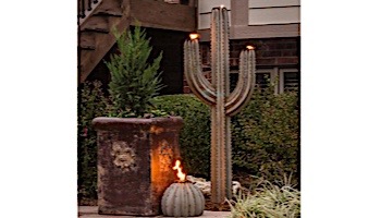 Desert Steel Saguaro Cactus with Garden Torch | 5-Foot | 150-052VT