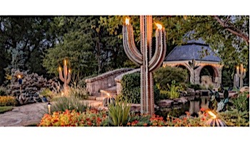 Desert Steel Saguaro Cactus with Garden Torch | 6.5-Foot | 151-062VT