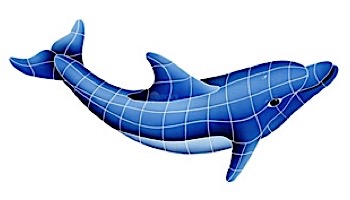 Artistry In Mosaics Dolphin Left with Shadow Mosaic | Small - 19" x 30" | DSHBLULS