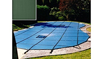 PoolTux 20-Year Emperor Solid Safety Cover | Rectangle 16' x 32' Green | 4' x 8' Center Step End | CSPTGS16321