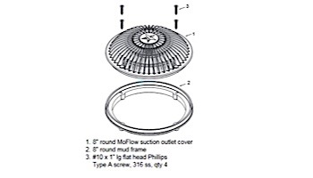 AquaStar 8" Round MoFlow Suction Outlet Cover and Mud Frame | White | 8MF101