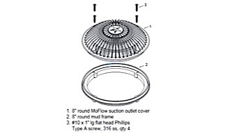 AquaStar 8" Round MoFlow Suction Outlet Cover and Mud Frame | Dark Grey | 8MF105