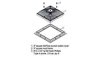 AquaStar 9" Square MoFlow Suction Outlet Cover and Mud Frame | White | 9MF101