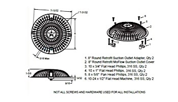 AquaStar 8" Round Retrofit MoFlow Suction Outlet Cover with Screw and Bushing Kit | Tan | R8MF108