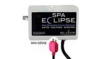 DEL OZONE Spa Eclipse Corona Discharge Ozone Generator | 1,000 Gallons | 100V/250V | Mini Ozone Cord | ECS-1RPOZM-U