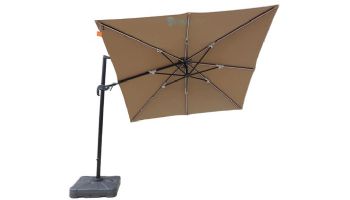 Santorini II Fiesta Cantilever Umbrella with Solar LED Lights | 10ft Square | Sunbrella Acrylic Stone | NU6255