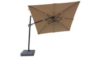 Santorini II Fiesta Cantilever Umbrella with Solar LED Lights | 10ft Square | Sunbrella Acrylic Stone | NU6255