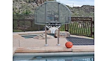 Inter-fab Traditional Style Basketball Game Set | 18" Offset Post | In Deck Bronze Anchor Jig | Marine Grade Steel Support Legs | SPS-BBAL 18 GB-MG-C