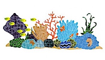 Porcelain Mosaic Reef Accent Fish Group in Seagrass | 31" x 50" | FGSYELLM