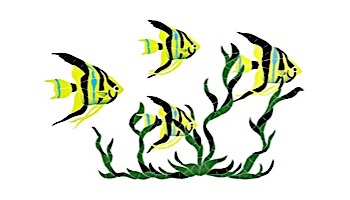 Porcelain Mosaic Reef Accent Fish Group in Seagrass | 31" x 50" | FGSYELLM