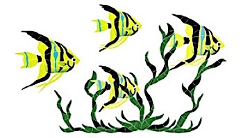 Porcelain Mosaic Reef Accent Fish Group in Seagrass | 31" x 50" | FGSYELLM