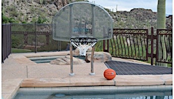 Inter-fab Traditional Style Basketball Game Set | 12" Offset Post | In Deck Plastic Anchor Jig | Marine Grade Steel Support Legs | SPS-BBALL GP-C