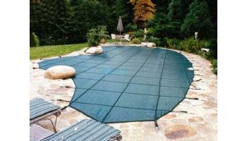 Merlin Classic Mesh 15-Year Mesh Safety Cover | Rectangle 12' x 24' | 4' x 8' Center End Step | Green | 105M-E-GR