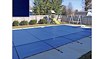 PoolTux 15-Year Royal Mesh Safety Cover | Rectangle 15' x 30' Blue | 4' x 8' Left End Step | CSPTBME15302