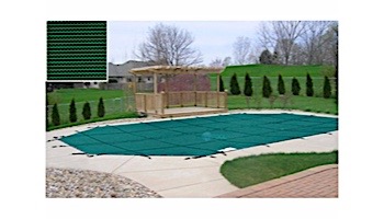 PoolTux 15-Year Royal Mesh Safety Cover | Rectangle 15' x 30' Green | 4' x 8' Right End Step | CSPTGME15303