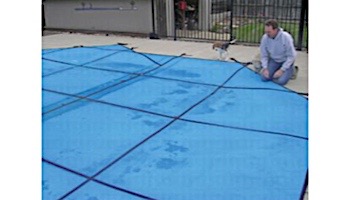 PoolTux 20-Year King Light Weight Solid Cover | Rectangle 12' x 24' Blue | 4 x 8 Center End Step | CSPTBSL12241