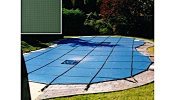 PoolTux 20-Year Emperor Solid Safety Cover | Rectangle 15' x 30' Green | 4' x 8' Right End Step | CSPTGS15303