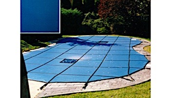 PoolTux 20-Year Emperor Solid Safety Cover | Rectangle 18' x 36' Blue | 4' x 8' Center Step End | CSPTBS18361