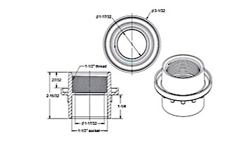 AquaStar Light Niche Return Fitting | Fits Over 1.5" Pipe | White | 3601