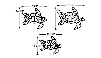 AquaStar Swim Designs Set 1 Large, 1 Medium & 1 Small Turtle Stencils Only | White | F1030-01