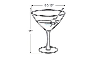 AquaStar Swim Designs Martini Glass Stencil Only | White | F1025-01