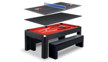 Hathaway Park Avenue 7-Foot Pool Table Combo Set with Benches | Black with Red Felt | NG2530PR BG2530PR