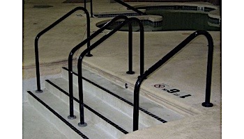 Saftron Deck To Pool Mounted 2-Bend Handrail | .25" Thickness 1.90" OD | 48"W x 32"H | Black | DTP-248-BK