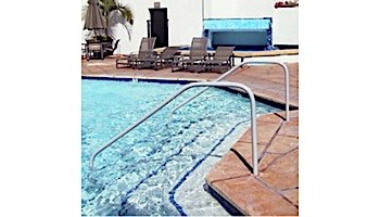 Saftron Deck To Pool Mounted 3-Bend Handrail | .25" Thickness 1.90" OD | 60"W x 32"H | White | DTP-360-W