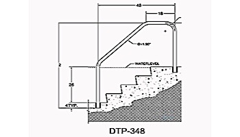 Saftron Deck To Pool Mounted 3-Bend Handrail | .25" Thickness 1.90" OD | 48"W x 32"H | White | DTP-348-W