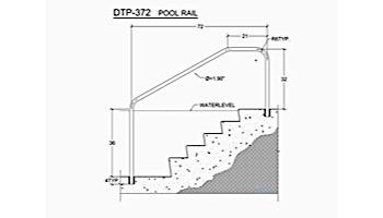 Saftron Deck To Pool Mounted 3-Bend Handrail | .25" Thickness 1.90" OD | 72"W x 32"H| Black | DTP-372-BK