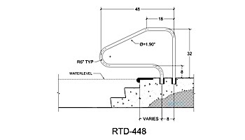 Saftron Return to Deck 4-Bend Classic Style Handrail .25" Thickness 1.90" OD | Black | P-448-RTD-BK