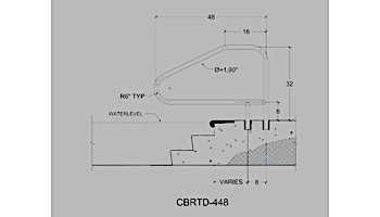 Saftron Cross Braced Return to Deck Mounted 4-Bend Handrail | .25" Thickness 1.90" OD | 48"W x 32"H | White | CBRTD-448-W