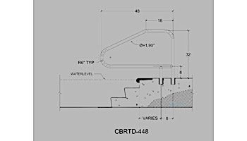 Saftron Cross Braced Return to Deck Mounted 4-Bend Handrail | .25" Thickness 1.90" OD | 48"W x 32"H | White | CBRTD-448-W