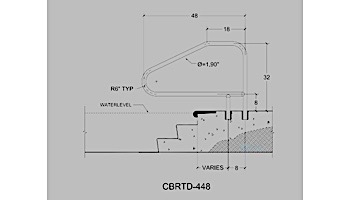 Saftron Cross Braced Return to Deck Mounted 4-Bend Handrail | .25" Thickness 1.90" OD | 48"W x 32"H | Black | CBRTD-448-BK