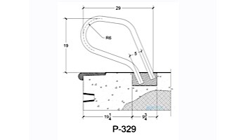 Saftron Deck Mounted Ring Handrail | .25" Thickness 1.90" OD | 29"W x 19"H | Beige |  P-329-B