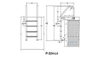 Saftron Economy 4-Step Ladder | .25" Thickness 1.90" OD | 24" W x 62" H | Beige | P-324-L4-B