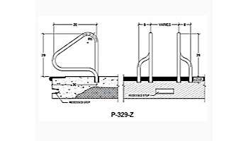 Saftron Return to Deck Mounted 3-Bend Pretzel Handrail Pair | .25" Thickness 1.90" OD | 29"W x 29"H | Beige | P-329-Z-B