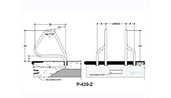 Saftron Return to Deck Mounted 4-Bend Pretzel Handrail Pair | .25" Thickness 1.90" OD | 29"W x 29"H | Gray | P-429-Z-G